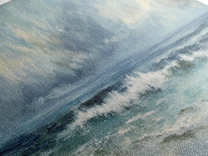 Dramatic Seascape with Foam and Storm Clouds Canvas Print, Art, Horizontal Wall Art, Living Room Decor, Fine Art, ART-3x1-40
