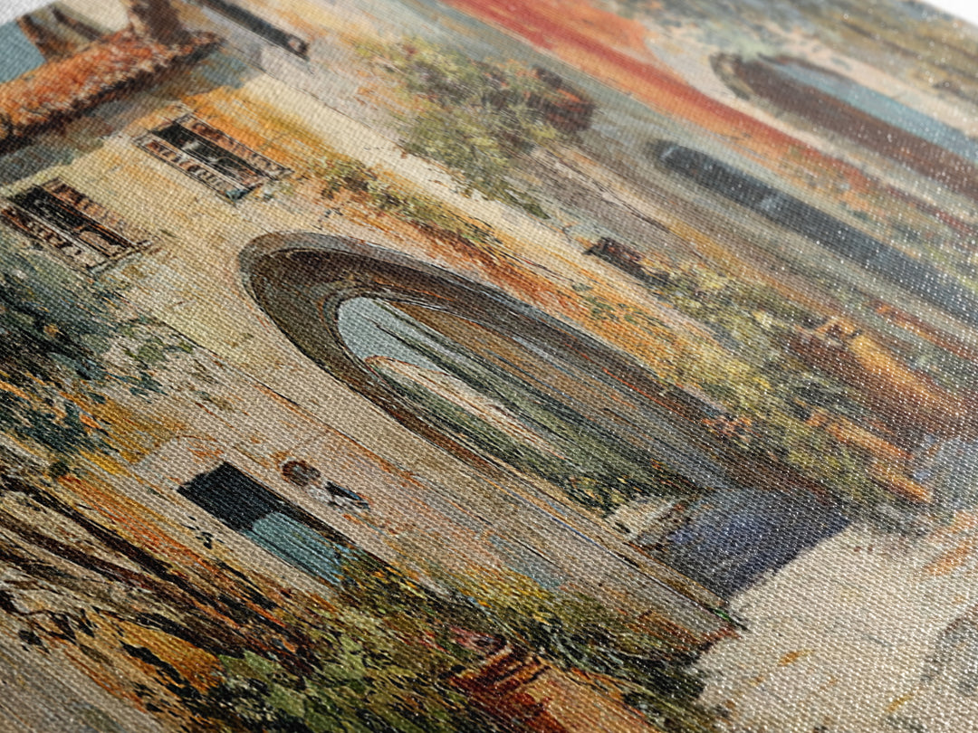 Architectural Archway in Warm Mediterranean Light Canvas Print, Art, Abstract Wall Art, Living Room Decor, Oil Painting, ART-3x1-62
