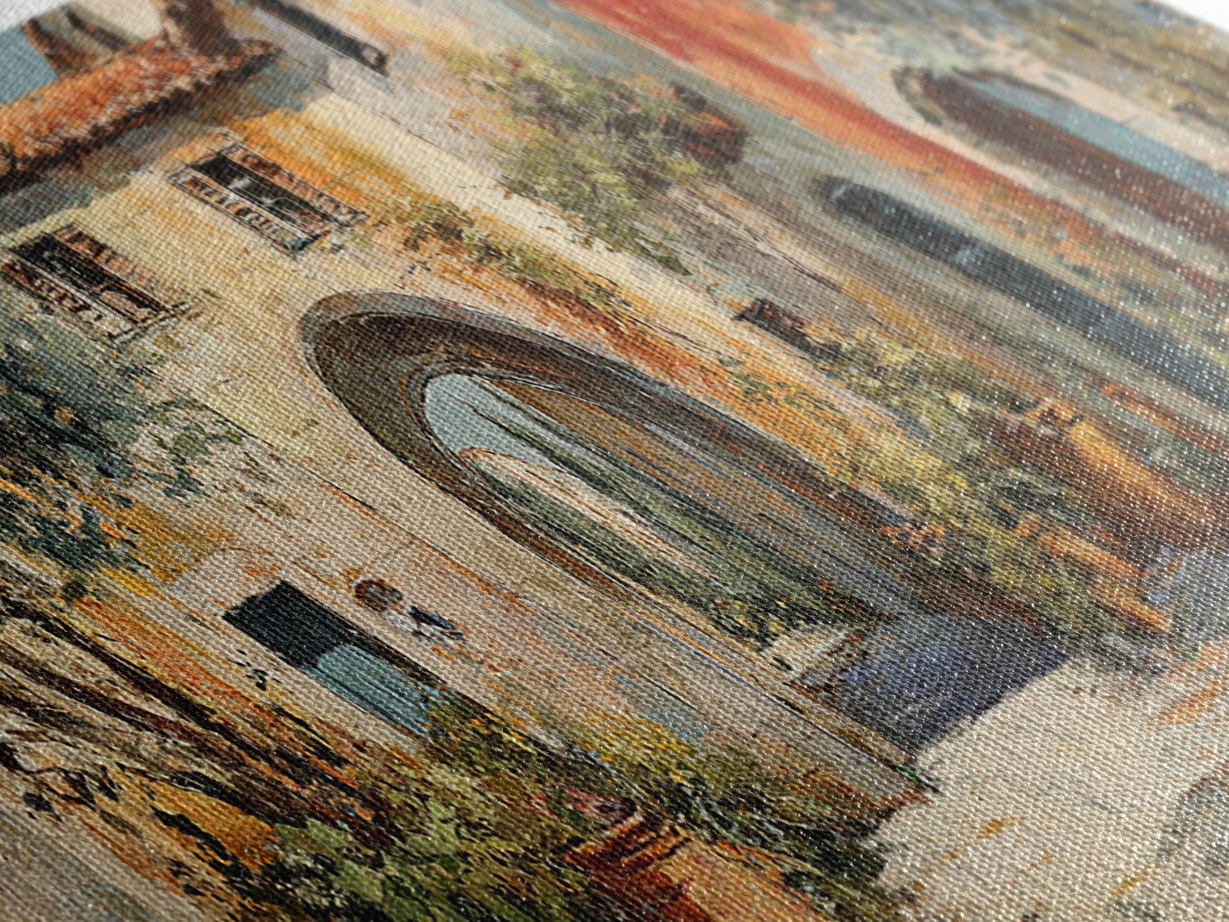 Architectural Archway in Warm Mediterranean Light Canvas Print, Art, Abstract Wall Art, Living Room Decor, Oil Painting, ART-3x1-62