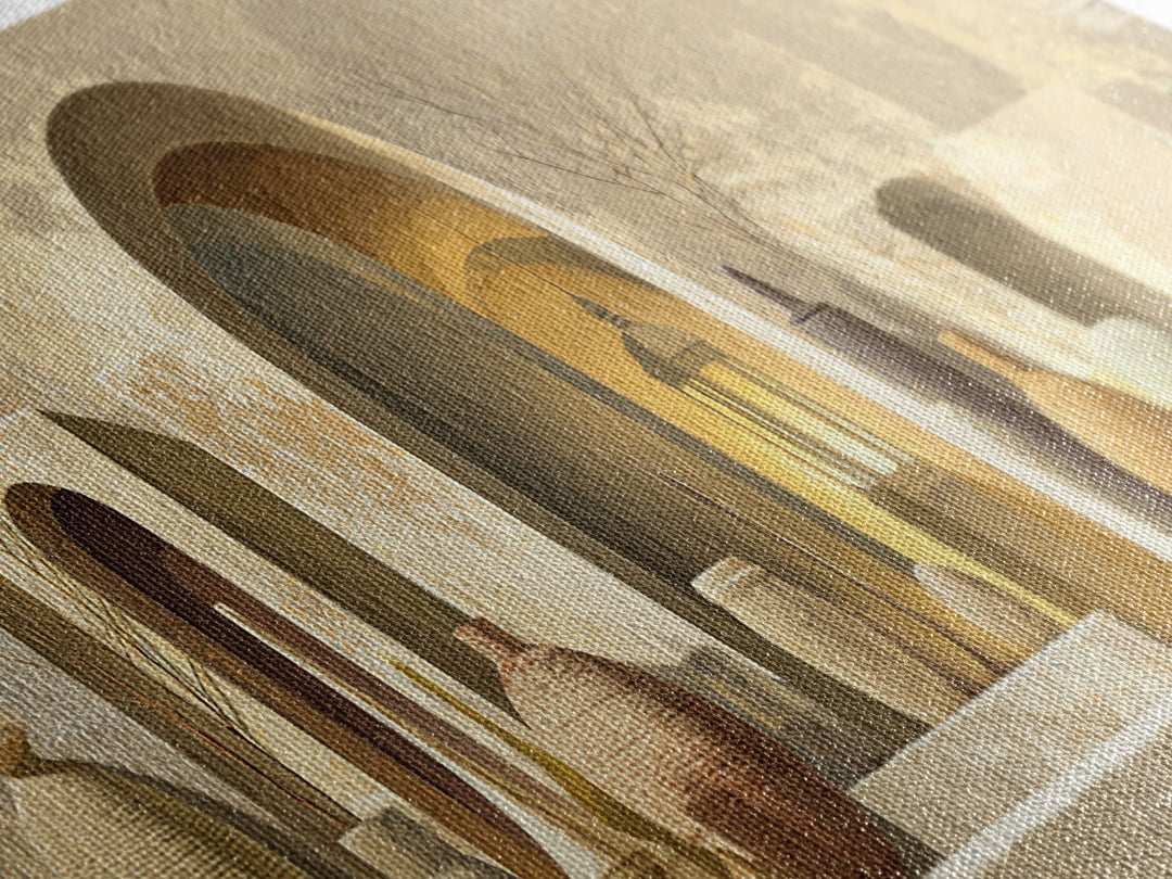 Architectural Archway in Warm Mediterranean Light Canvas Print, Art, Digital Art, Living Room Decor, Watercolor Art, ART-3x1-86