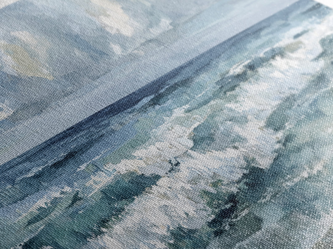 Dramatic Seascape with Foam and Storm Clouds Canvas Print, Art, Textured Painting, Living Room Decor, Oil Painting, ART-3x1-88