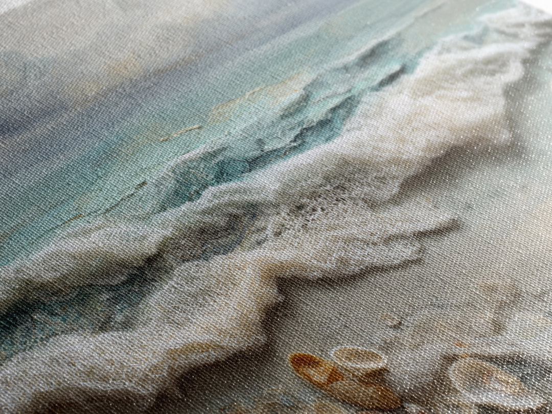 Dramatic Seascape with Foam and Storm Clouds Framed Canvas Print, Art, Printable Art, Living Room Decor, Oil Painting, ART-3x2-100