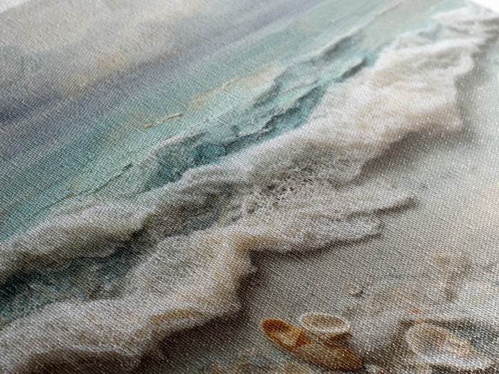 Dramatic Seascape with Foam and Storm Clouds Framed Canvas Print, Art, Printable Art, Living Room Decor, Oil Painting, ART-3x2-100