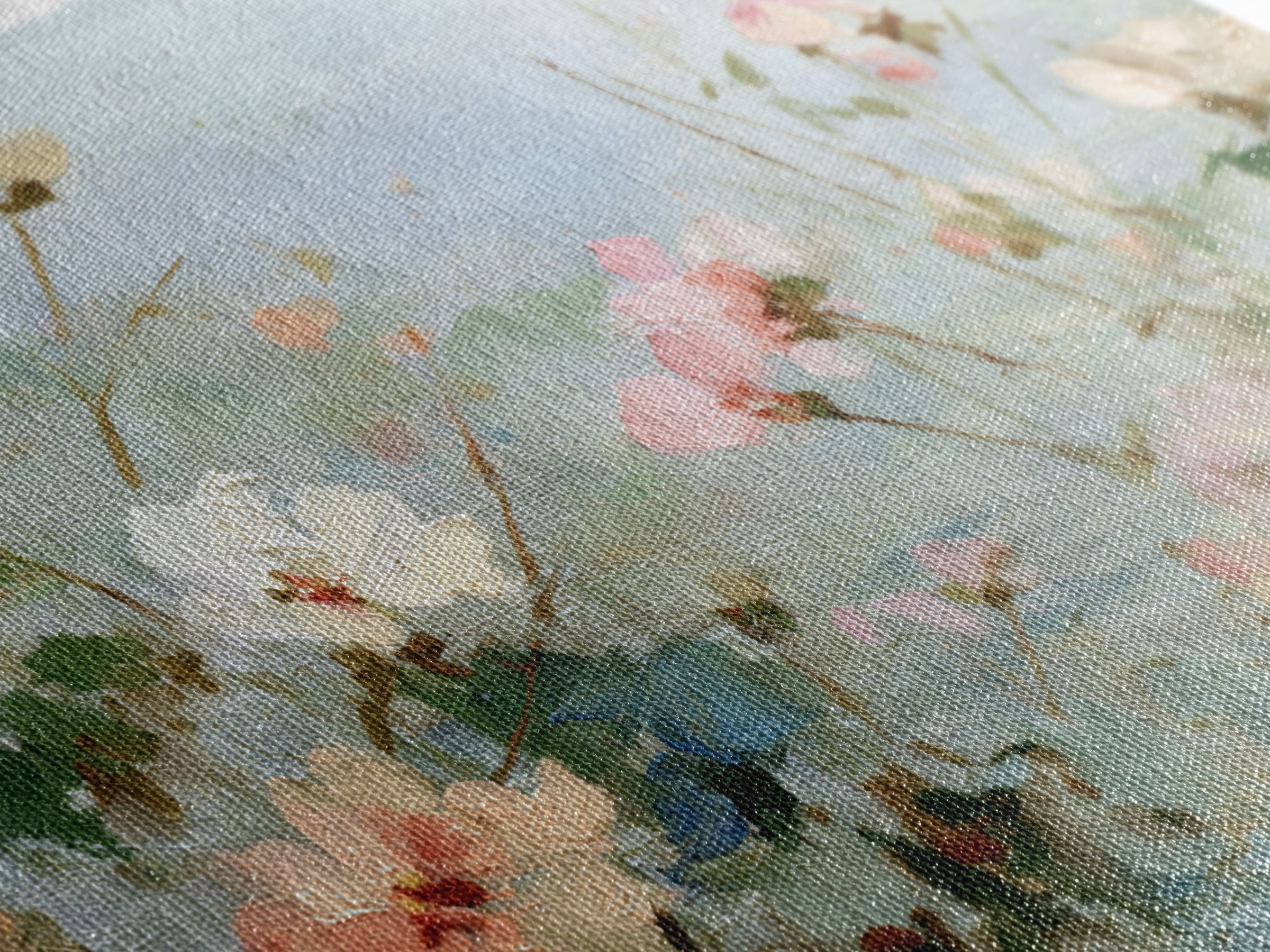 Painterly Meadow with Loose Impressionist Flowers Framed Canvas Print, Art, Art Deco, Living Room Decor, Fine Art, ART-3x2-19