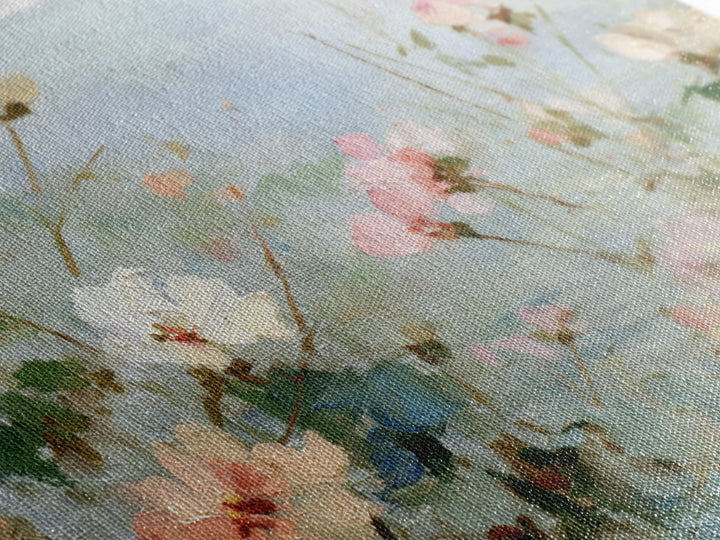 Painterly Meadow with Loose Impressionist Flowers Framed Canvas Print, Art, Art Deco, Living Room Decor, Fine Art, ART-3x2-19