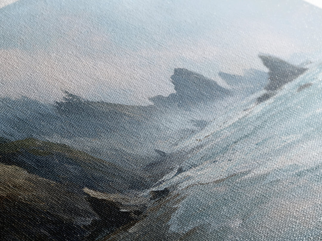 Dramatic Seascape with Foam and Storm Clouds Framed Canvas Print, Art, Living Room Decor, Fine Art, Art Nouveau, ART-3x2-28
