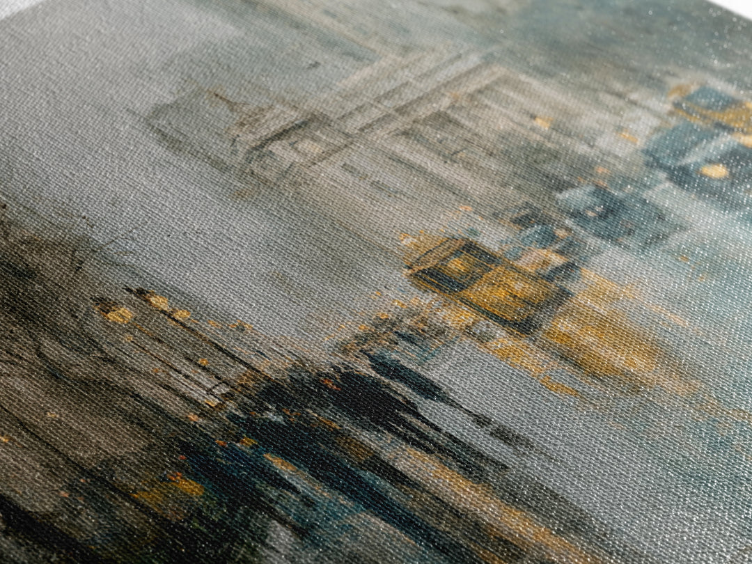 Moody City Scene Reflected Canvas Print, Art, Metal Wall Art, Living Room Decor, Fine Art, Textured Wall Art, ART-3x2-38
