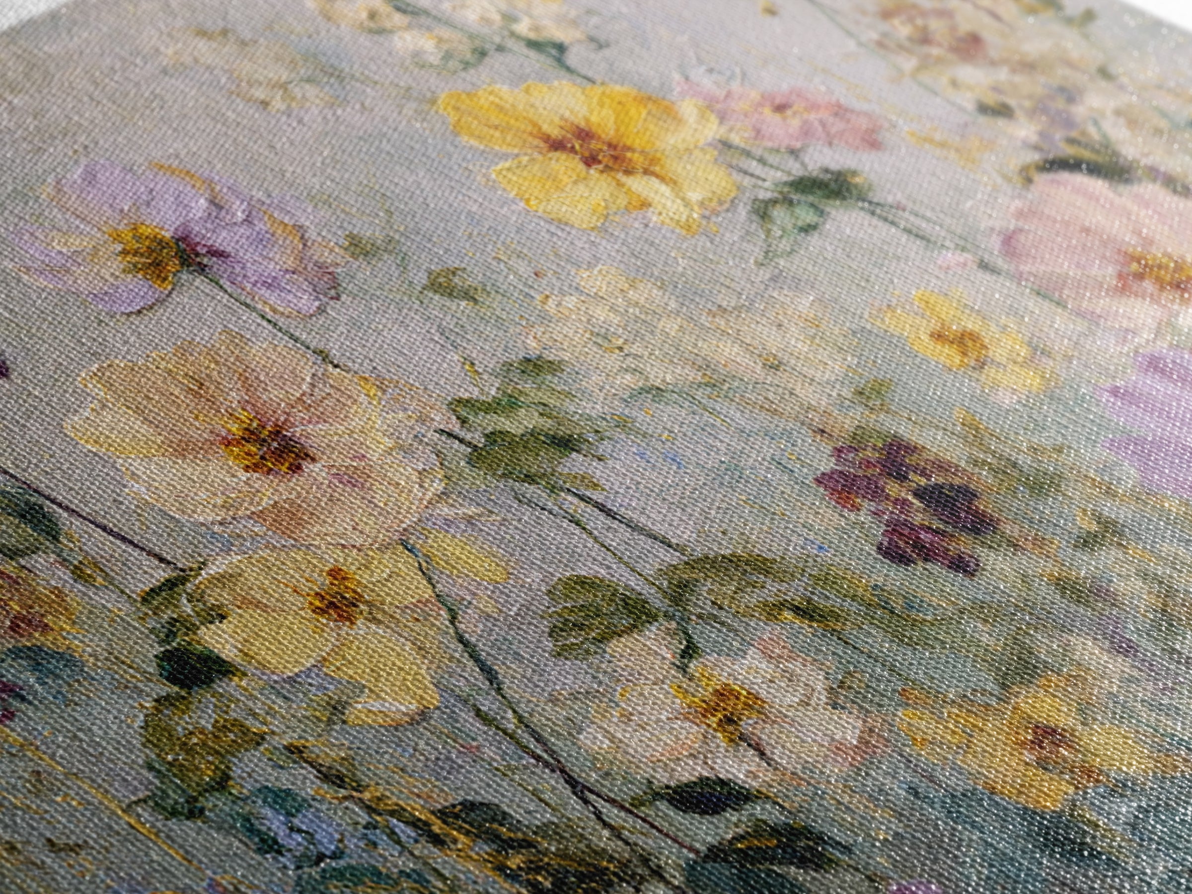 Painterly Meadow with Loose Impressionist Flowers Canvas Print, Art, Canvas Art, Living Room Decor, Fine Art, ART-3x2-43