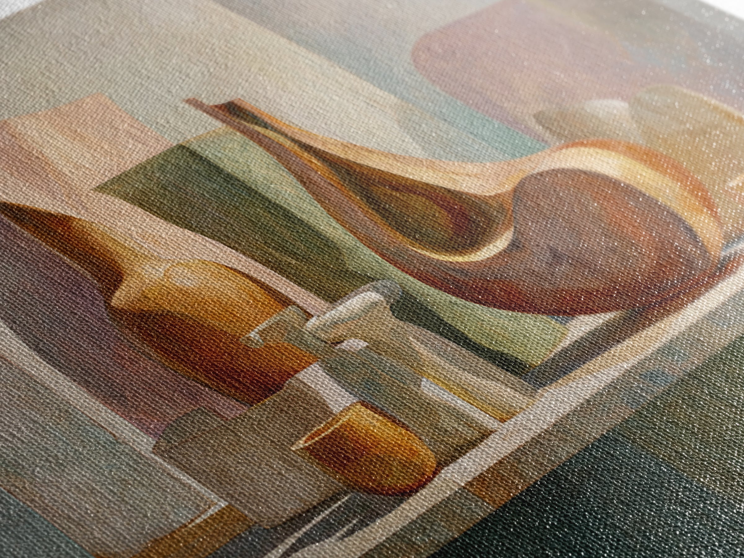 Modern Sculptural Shapes Rendered as Painted Forms Canvas Print, Art, Art Deco, Living Room Decor, Abstract Art, ART-3x2-58
