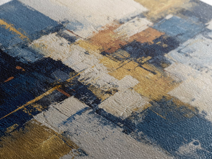 Bold Navy and Ivory Abstract Brushwork Canvas Print, Above Sofa Art, Horizontal Wall Art, Living Room Decor, Abstract Art, ASA-1x1-18