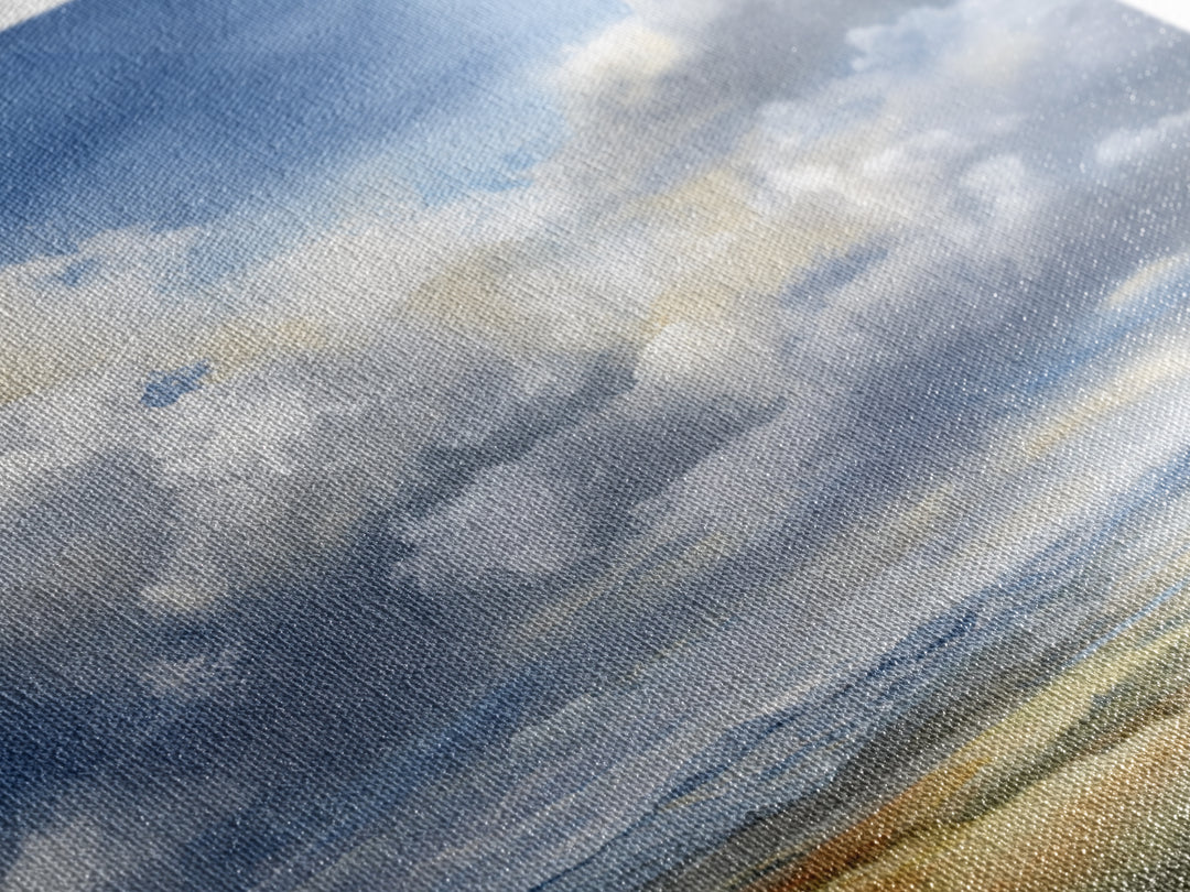 Dramatic Cloudscape over a Distant Valley Canvas Print, Above Sofa Art, Bauhaus Print, Living Room Decor, Statement, ASA-1x1-29