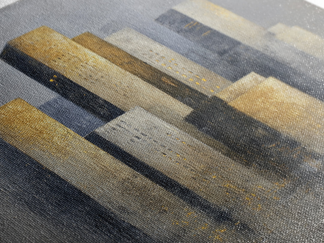 Quiet City Skyline Reduced to Elegant Shapes Canvas Print, Above Sofa Art, Bedroom Wall Art, Living Room Decor, Statement, ASA-1x1-46