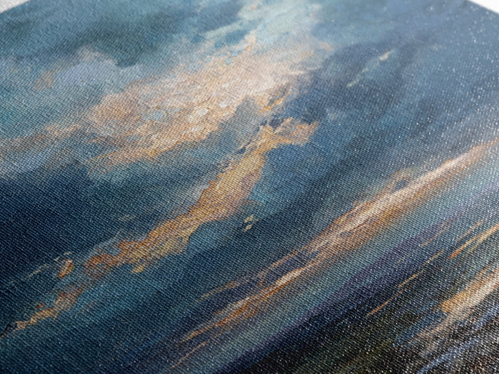 Dramatic Cloudscape over a Distant Valley Canvas Print, Above Sofa Art, Above Bed Decor, Living Room Decor, Fine Art, Statement, ASA-1x1-5