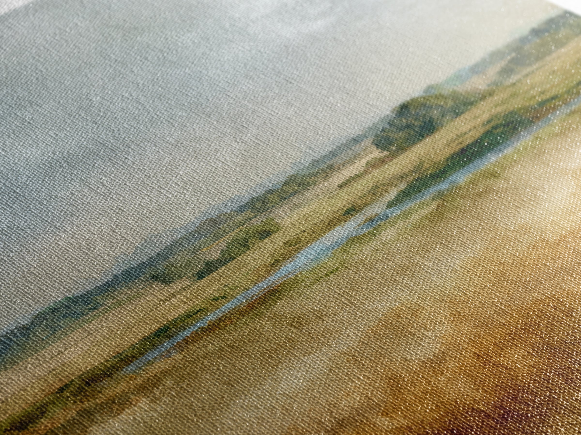 Wide Olive and Beige Meadow Panorama Canvas Print, Above Sofa Art, Bauhaus Print, Living Room Decor, Fine Art, Statement, ASA-1x1-82