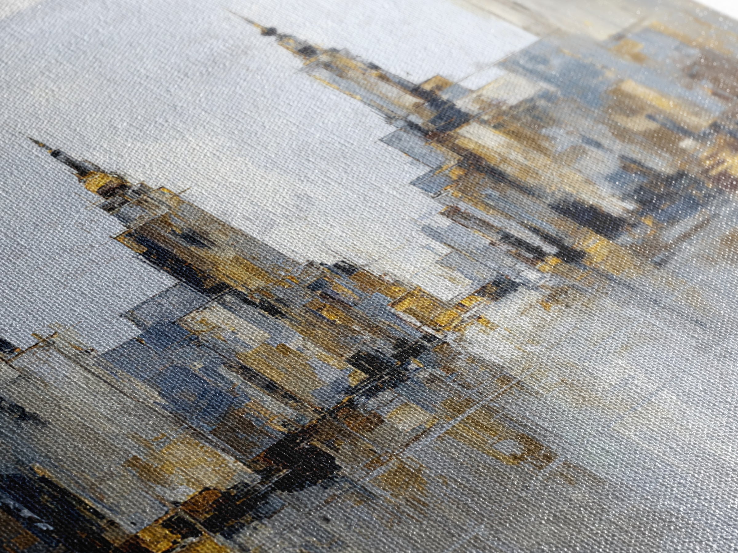Quiet City Skyline Reduced to Elegant Shapes Canvas Print, Above Sofa Art, Floral Wall Art, Living Room Decor, Abstract Art, ASA-1x1-94