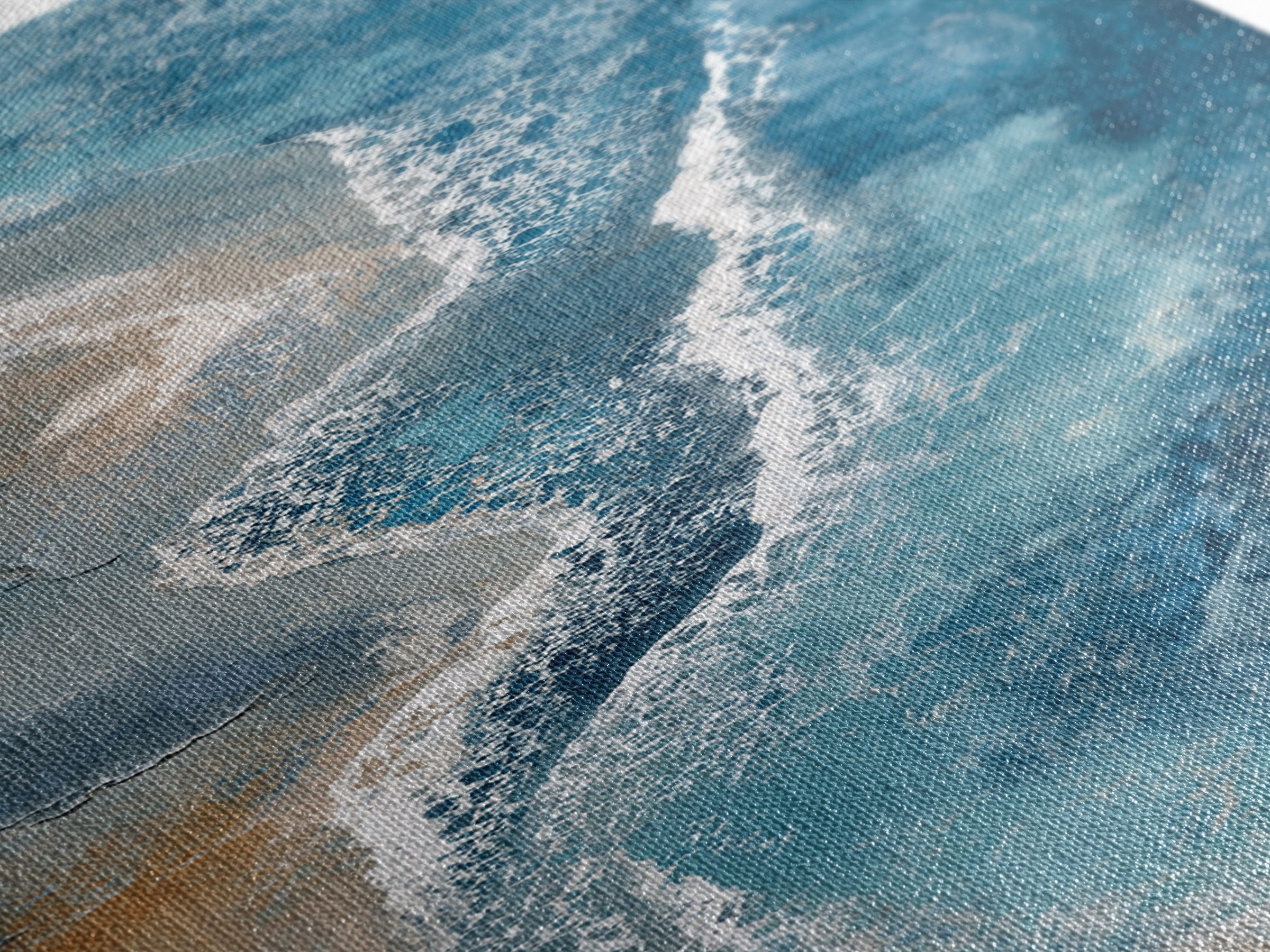 Panoramic Coastal Shoreline from an Aerial View Canvas Print, Above Sofa Art, Textured Painting, Living Room Decor, Statement, ASA-1x3-39