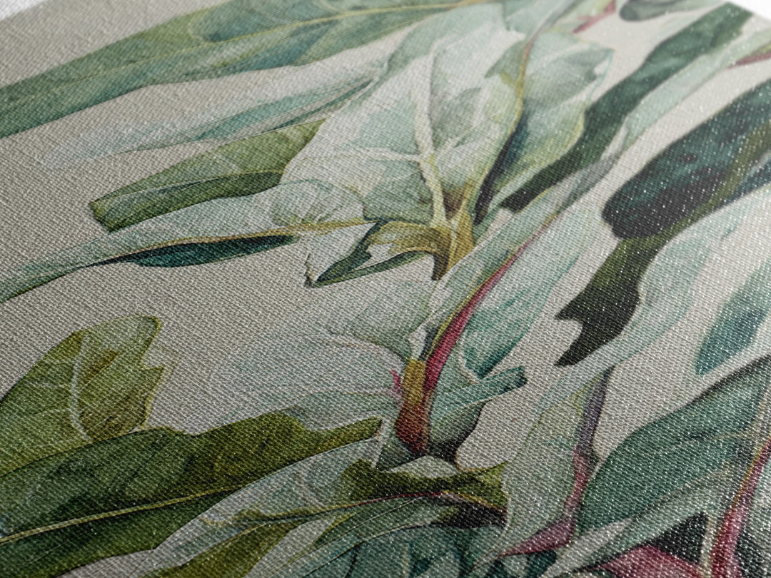 Large Botanical Leaves Canvas Print, Above Sofa Art, Modern Art, Living Room Decor, Fine Art, Statement, Art Print, ASA-1x3-57