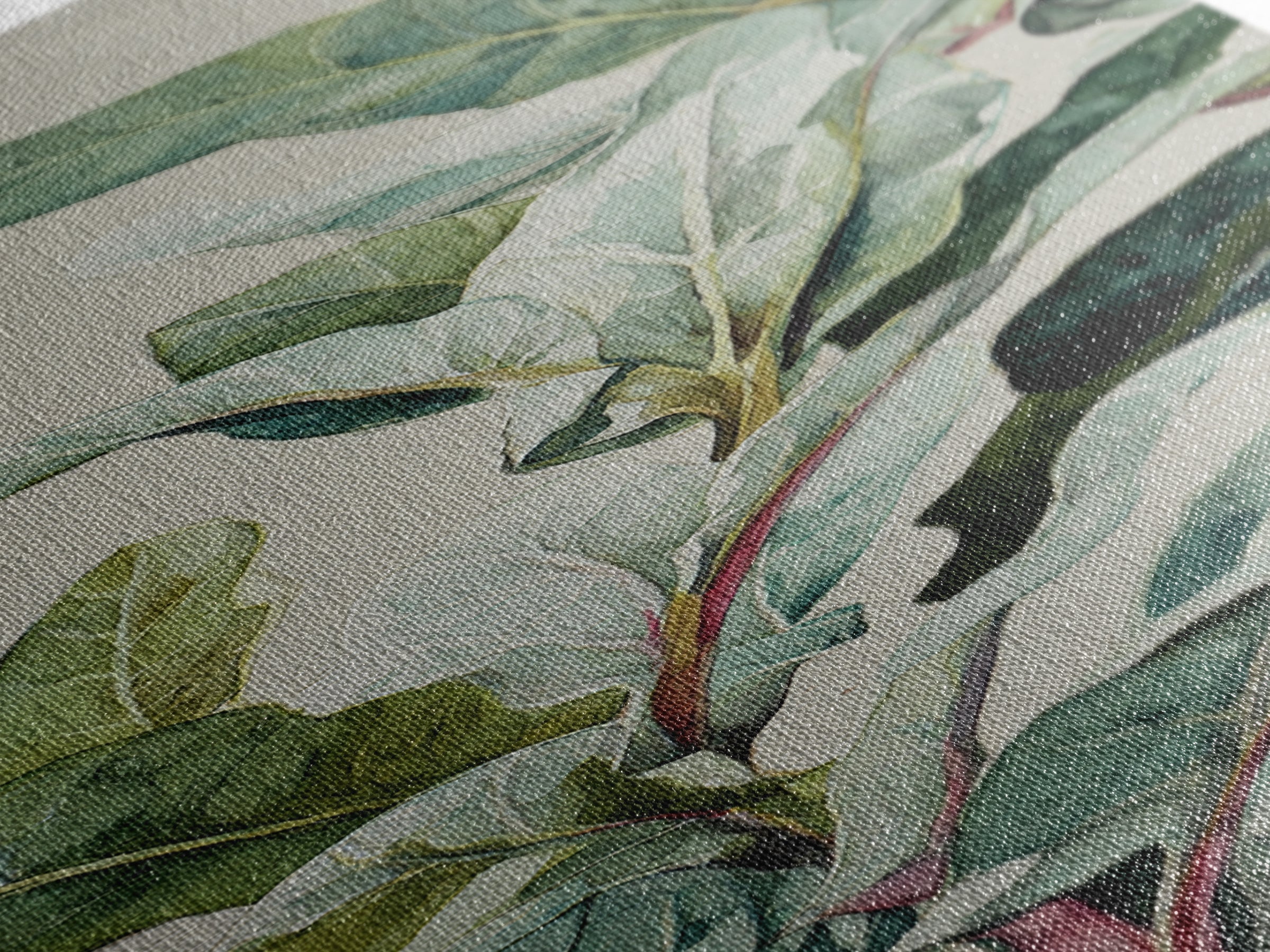 Large Botanical Leaves Canvas Print, Above Sofa Art, Modern Art, Living Room Decor, Fine Art, Statement, Art Print, ASA-1x3-57