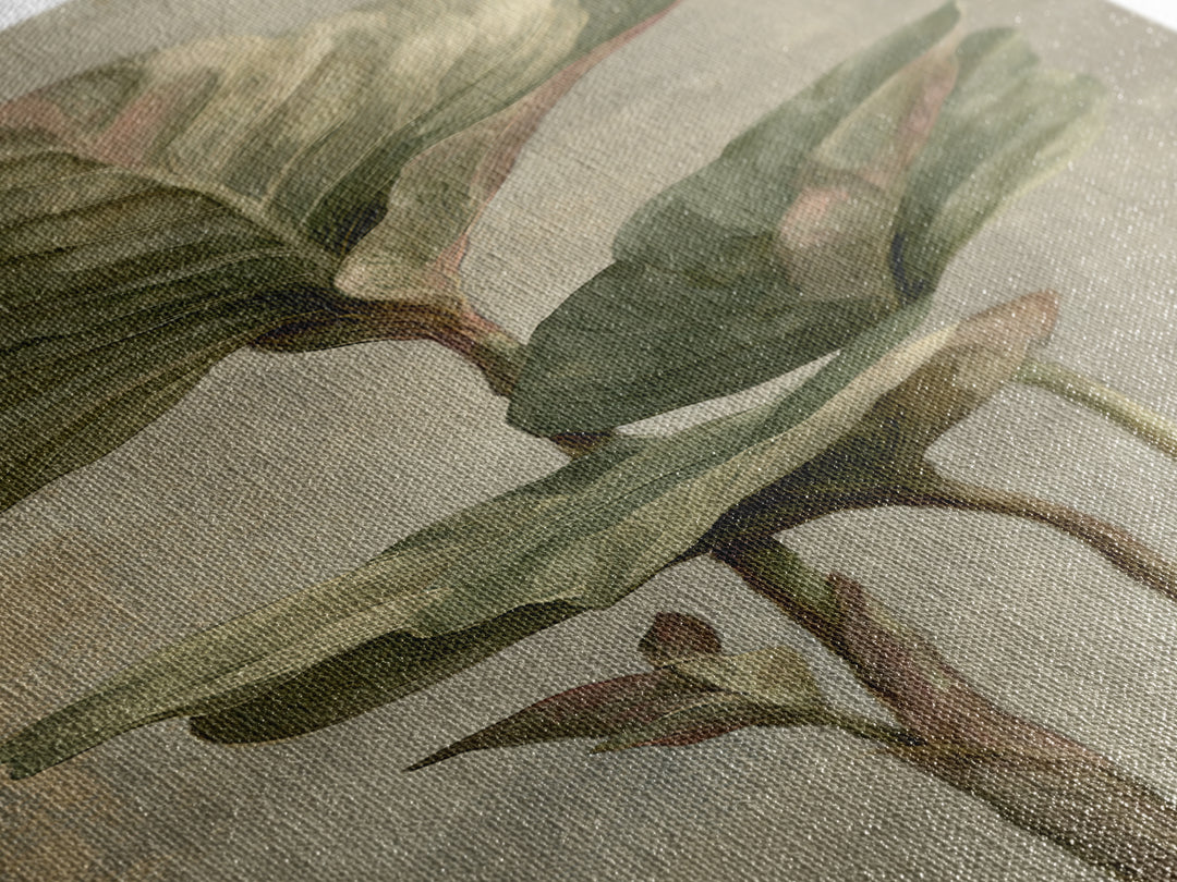 Large Botanical Leaves Canvas Print, Above Sofa Art, Framed Wall Art, Living Room Decor, Statement, Living Room Wall Art, ASA-1x3-81