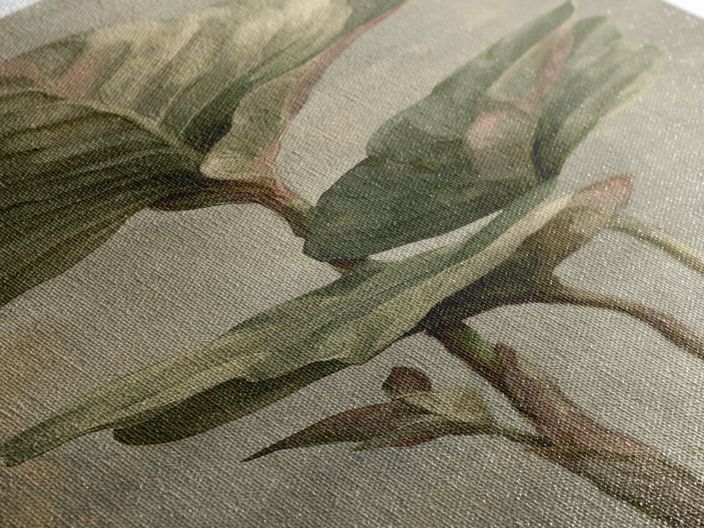 Large Botanical Leaves Canvas Print, Above Sofa Art, Framed Wall Art, Living Room Decor, Statement, Living Room Wall Art, ASA-1x3-81