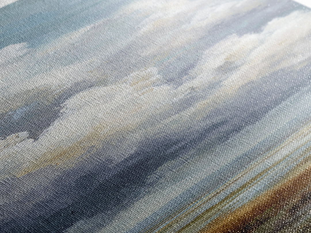 Dramatic Cloudscape over a Distant Valley Canvas Print, Above Sofa Art, Horizontal Wall Art, Living Room Decor, Statement, ASA-1x3-89