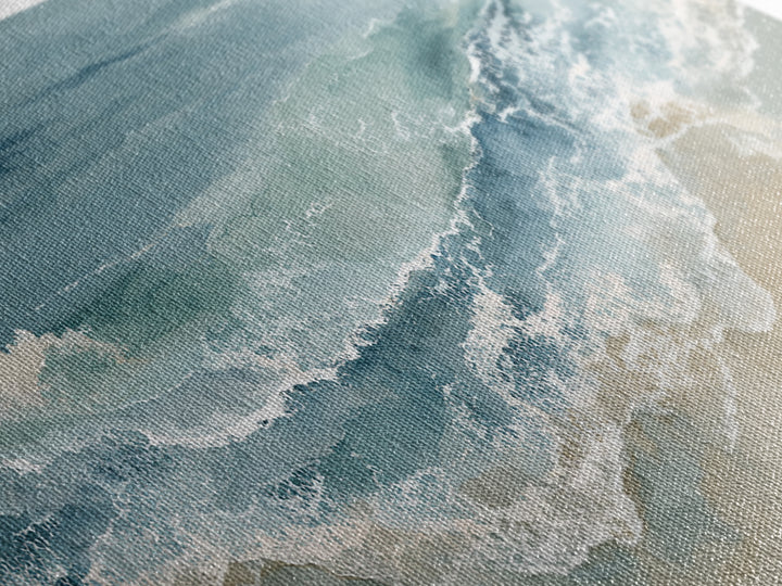 Panoramic Coastal Shoreline from an Aerial View Canvas Print, Above Sofa Art, Mid Century Modern, Living Room Decor, Statement, ASA-2x1-23