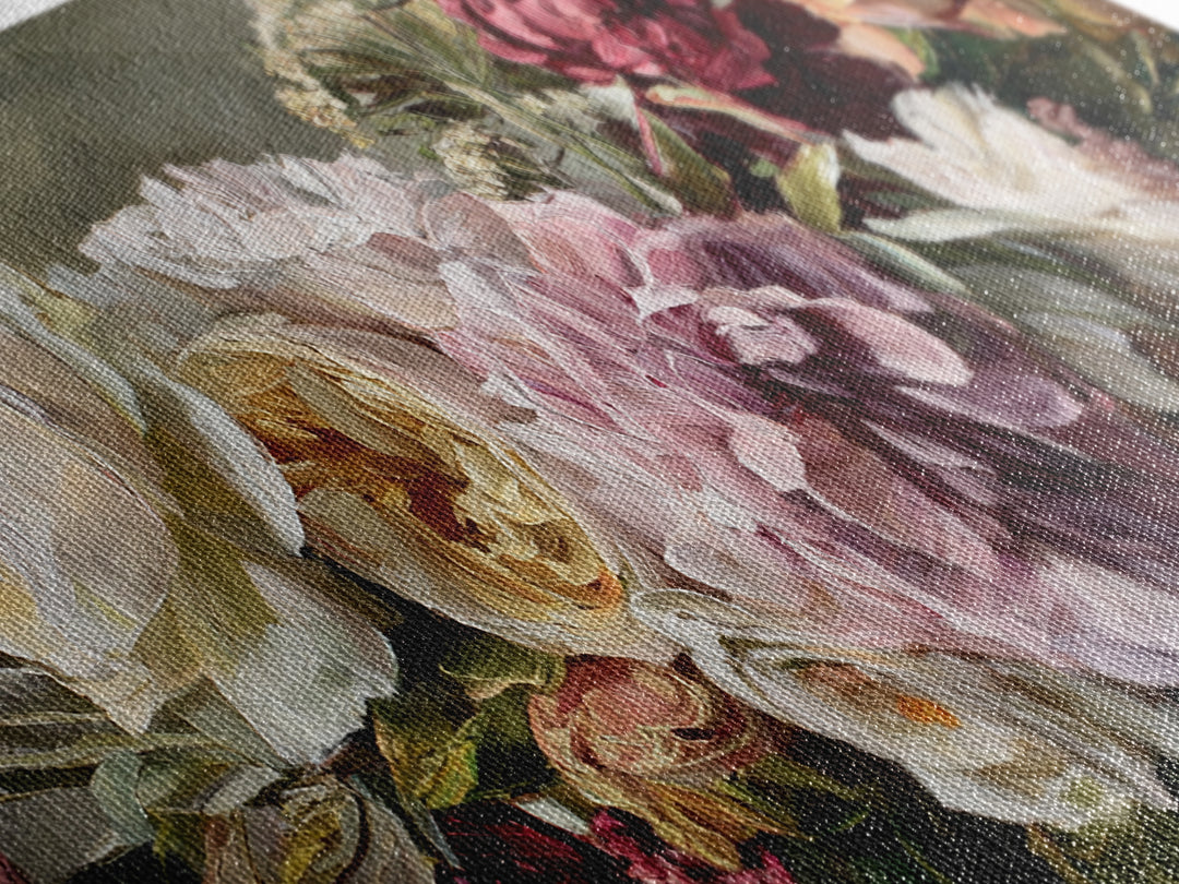 Large Expressive Floral Bouquet Framed Canvas Print, Above Sofa Art, Luxury Decor, Living Room Decor, Oil Painting, Statement, ASA-2x1-50