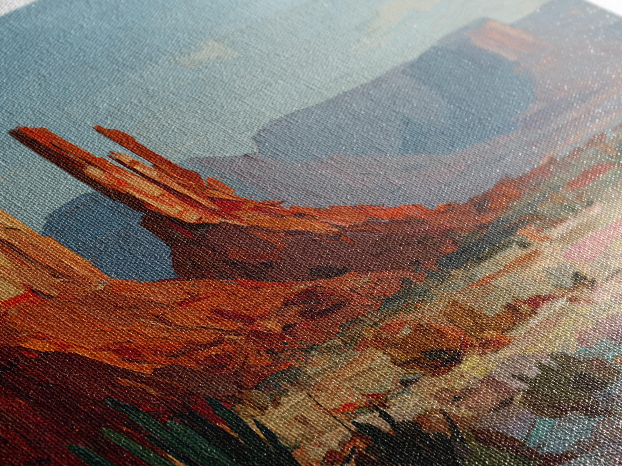 Abstract Canyon Landscape Framed Canvas Print, Above Sofa Art, Abstract Wall Art, Living Room Decor, Watercolor Art, Statement, ASA-2x1-51