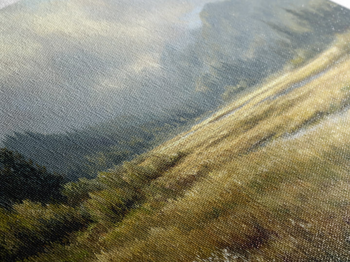 Wide Olive and Beige Meadow Panorama Framed Canvas Print, Above Sofa Art, Modern Decor, Living Room Decor, Oil Painting, ASA-2x1-6