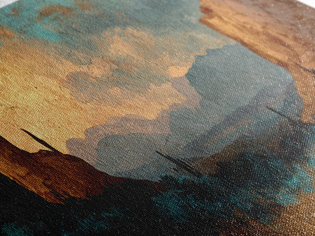 Desert Mesa Panorama Canvas Print, Above Sofa Art, Canvas Wall Art, Living Room Decor, Oil Painting, Statement, ASA-2x1-64
