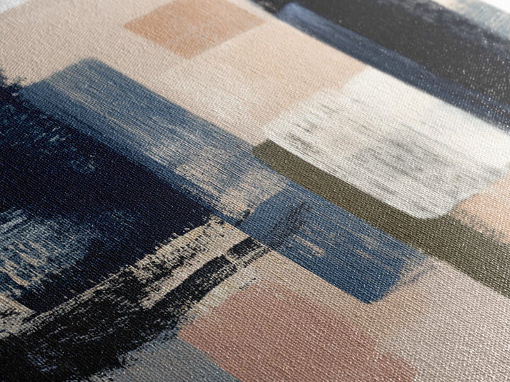 Bold Navy and Ivory Abstract Brushwork Canvas Print, Above Sofa Art, Textured Painting, Living Room Decor, Statement, ASA-2x1-86
