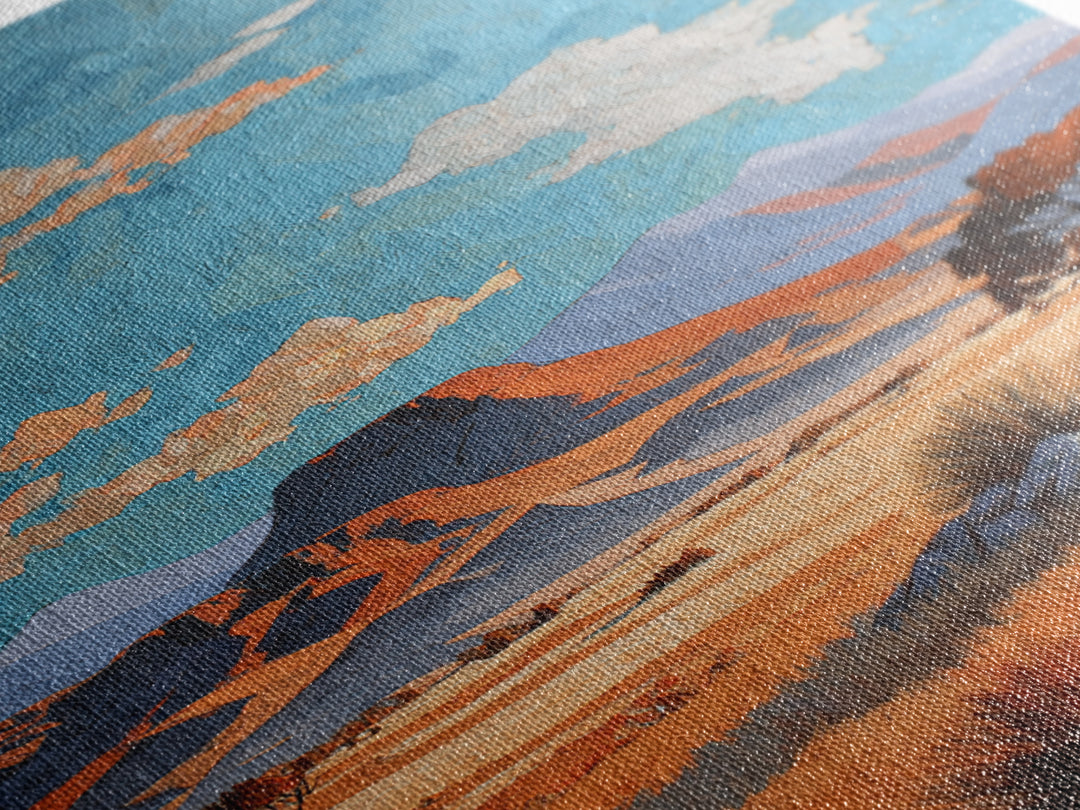 Desert Mesa Panorama Framed Canvas Print, Above Sofa Art, Framed Wall Art, Living Room Decor, Oil Painting, Statement, ASA-2x3-28