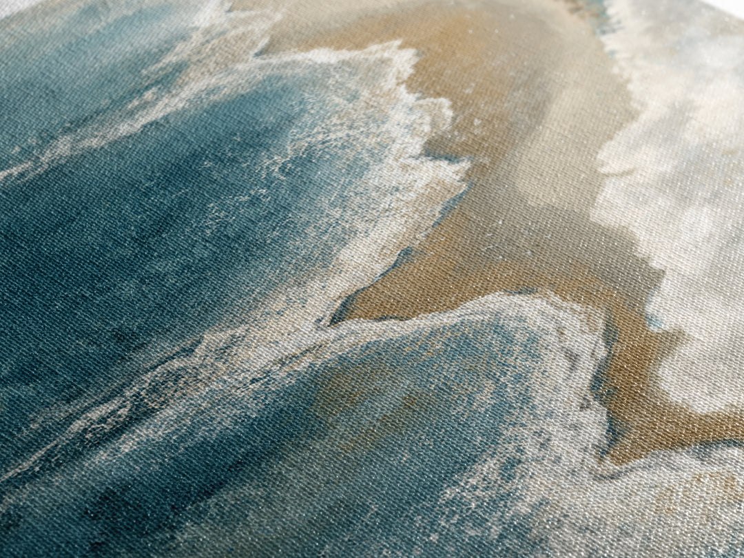 Panoramic Coastal Shoreline from an Aerial View Framed Canvas Print, Above Sofa Art, Boho Decor, Living Room Decor, Statement, ASA-2x3-59