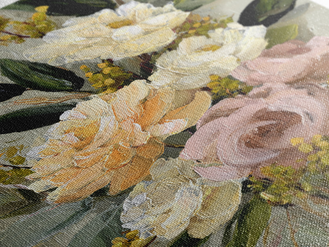 Large Expressive Floral Bouquet Canvas Print, Above Sofa Art, Wall Art, Living Room Decor, Statement, Horizontal Wall Art, ASA-2x3-62