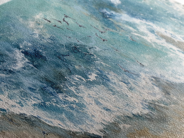 Panoramic Coastal Shoreline from an Aerial View Canvas Print, Above Sofa Art, Wall Decor, Living Room Decor, Statement, ASA-3x1-19