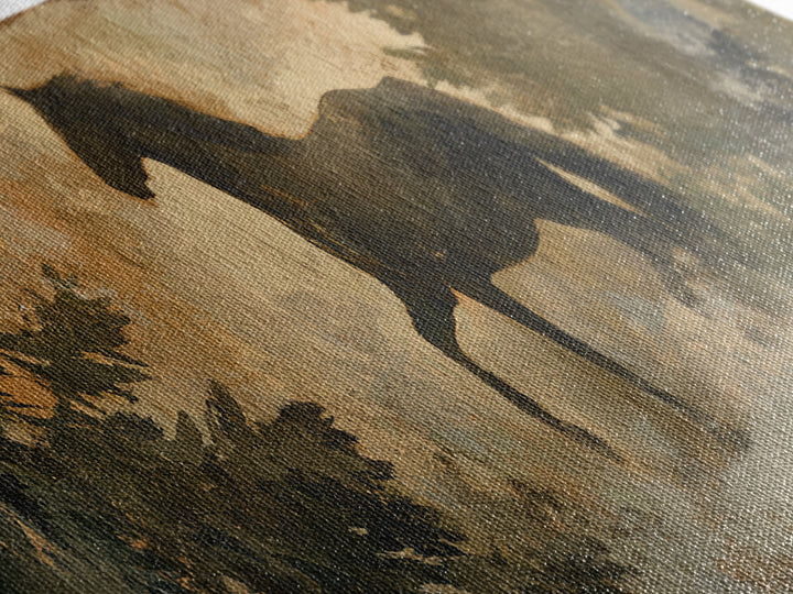 Statement Horse Silhouette Canvas Print, Above Sofa Art, Farmhouse Decor, Living Room Decor, Oil Painting, Statement, ASA-3x1-29