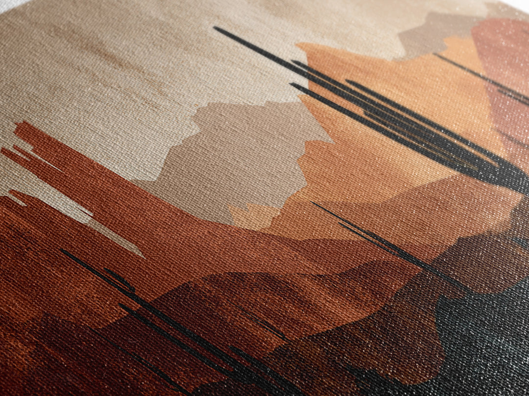 Desert Mesa Panorama Framed Canvas Print, Above Sofa Art, Fine Art Print, Living Room Decor, Oil Painting, Statement, ASA-3x1-60