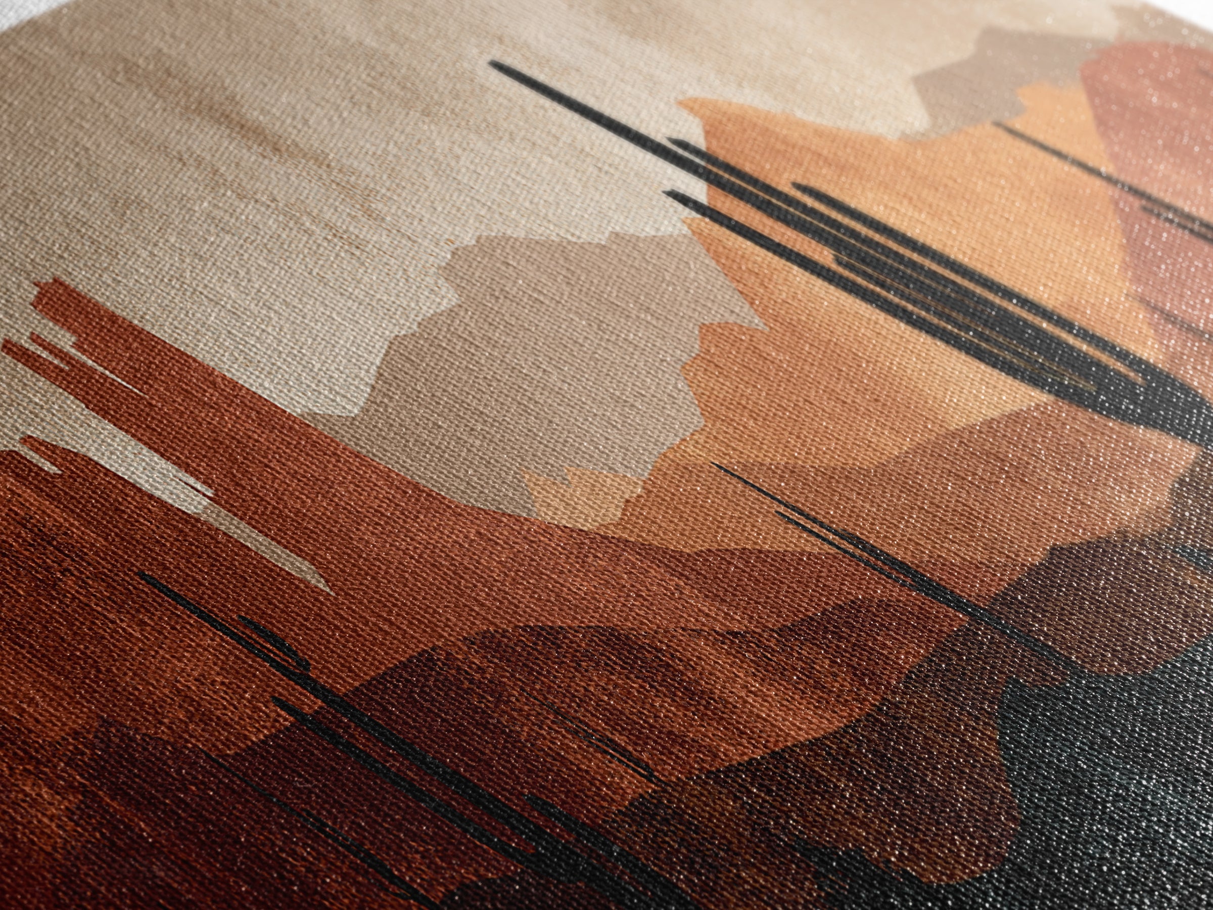 Desert Mesa Panorama Framed Canvas Print, Above Sofa Art, Fine Art Print, Living Room Decor, Oil Painting, Statement, ASA-3x1-60