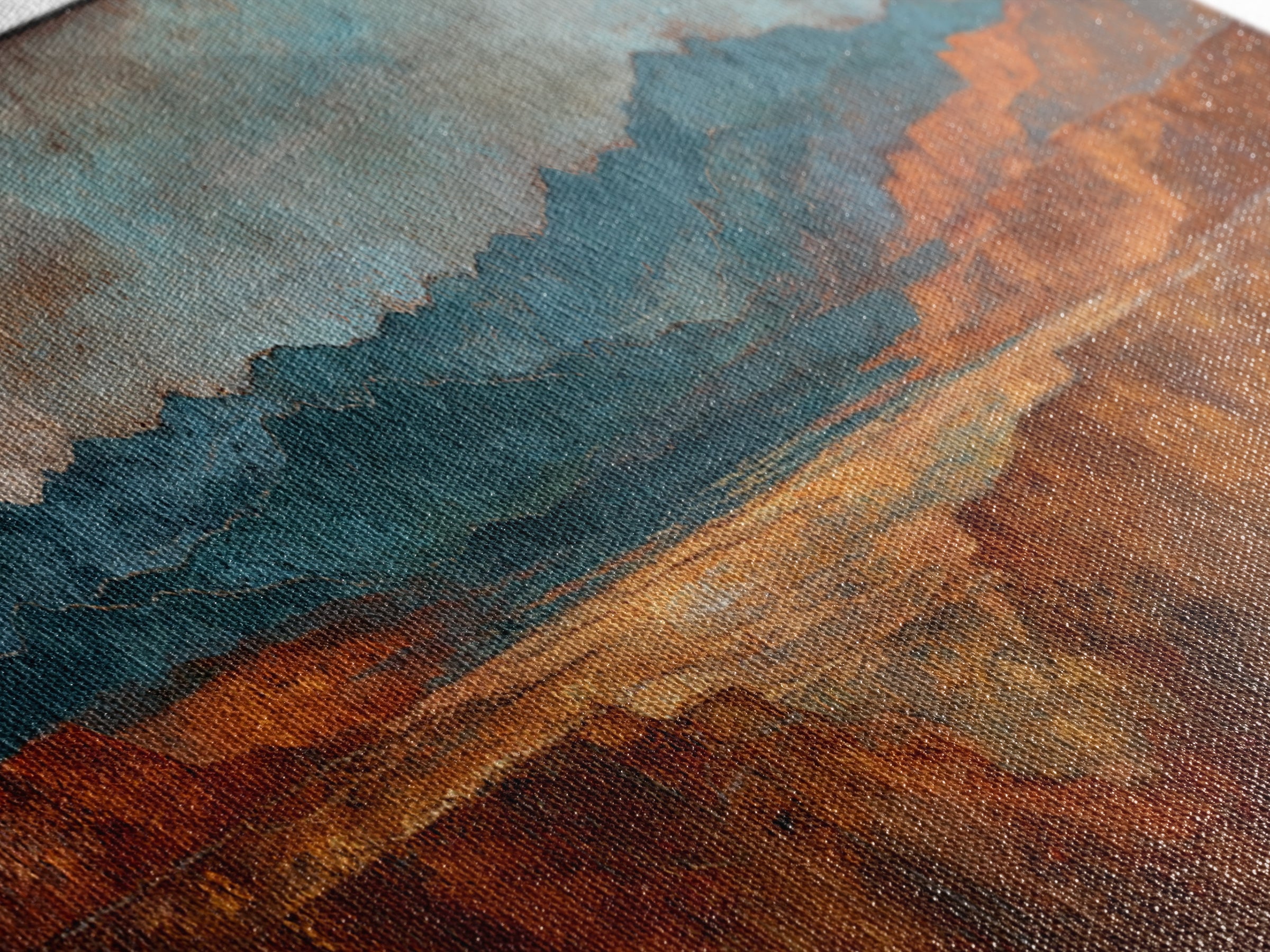 Abstract Canyon Landscape Canvas Print, Above Sofa Art, Framed Wall Art, Living Room Decor, Oil Painting, Statement, ASA-3x1-71