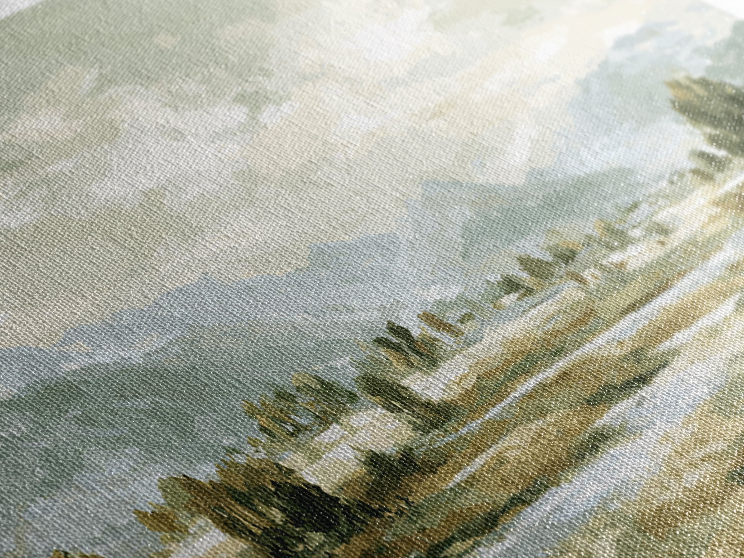 Wide Olive and Beige Meadow Panorama Canvas Print, Above Sofa Art, Canvas Print, Living Room Decor, Oil Painting, Statement, ASA-3x1-98