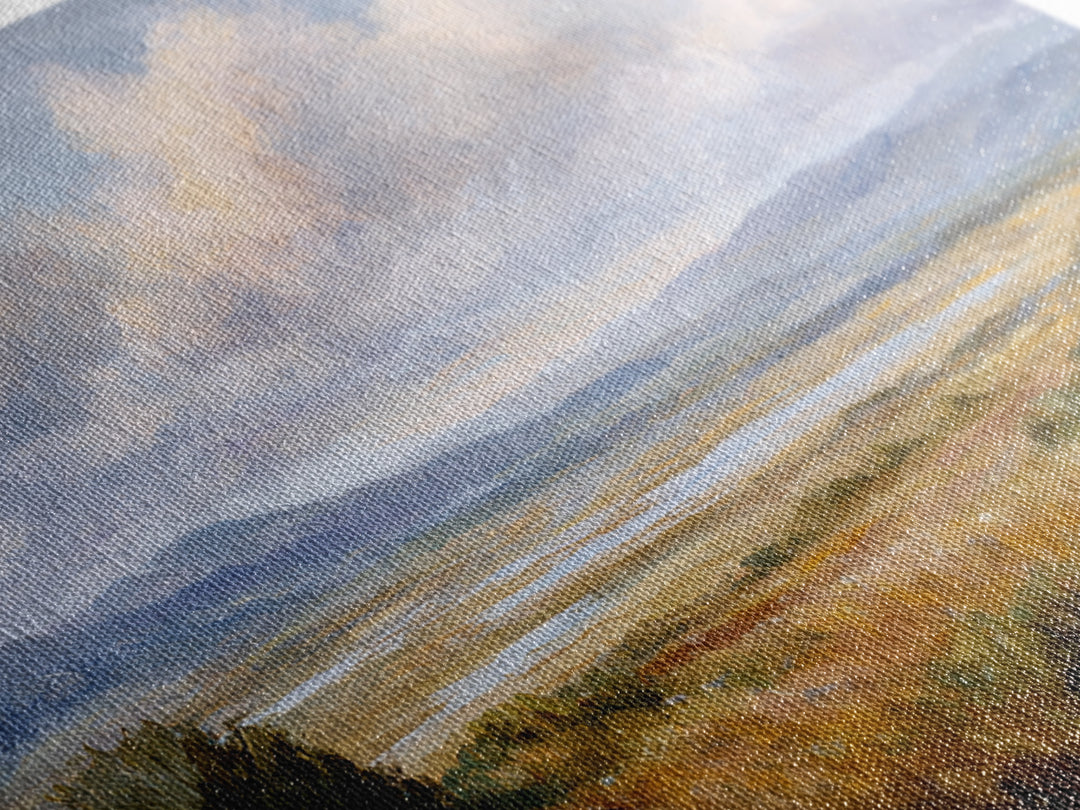 Dramatic Cloudscape over a Distant Valley Canvas Print, Above Sofa Art, Horizontal Wall Art, Living Room Decor, Statement, ASA-3x2-33