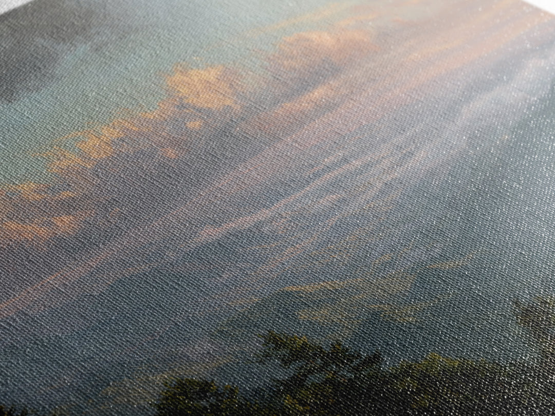 Dramatic Cloudscape over a Distant Valley Canvas Print, Above Sofa Art, Horizontal Wall Art, Living Room Decor, Statement, ASA-3x2-57