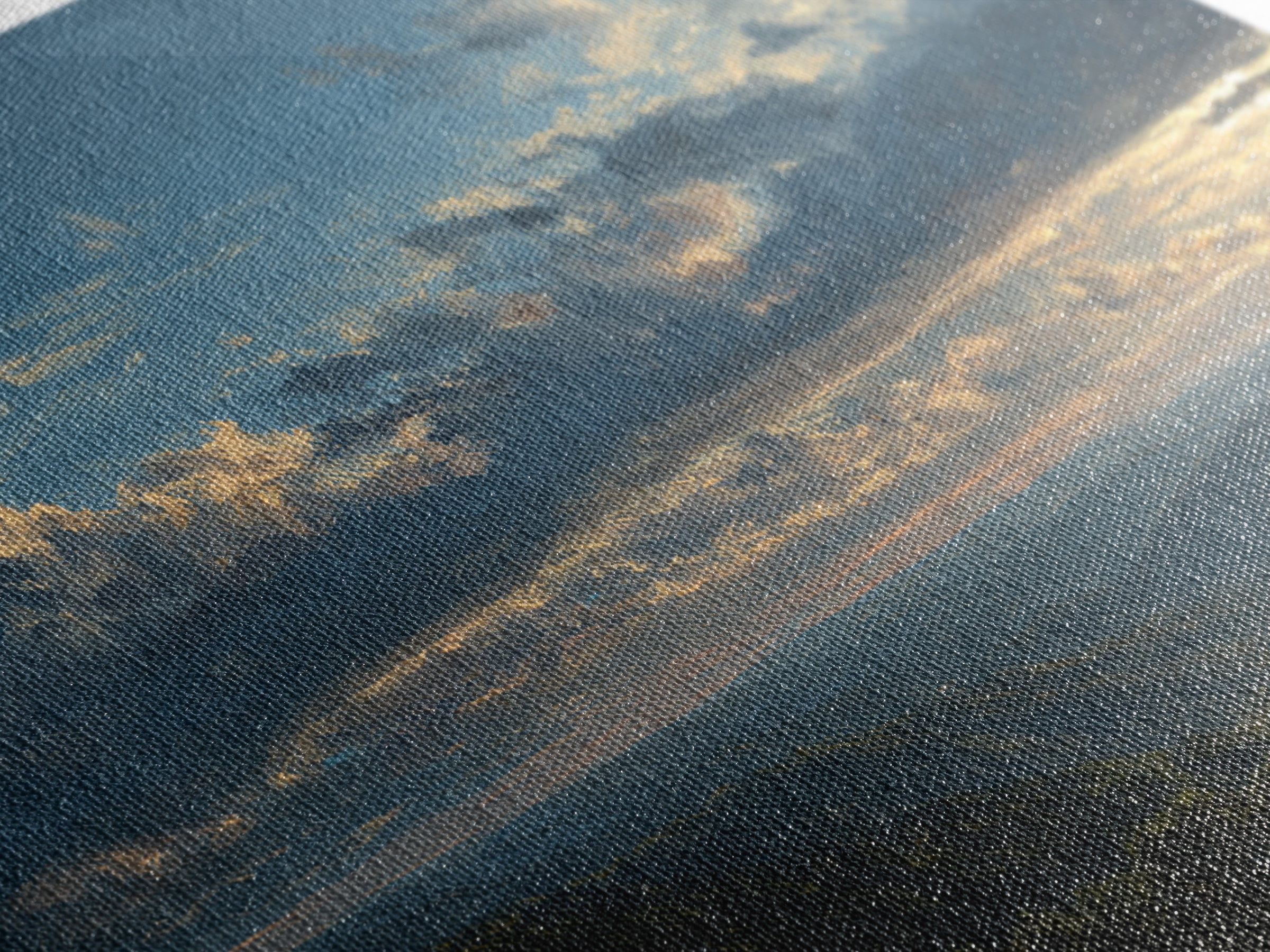 Dramatic Cloudscape over a Distant Valley Canvas Print, Above Sofa Art, Textured Wall Art, Living Room Decor, Statement, ASA-3x2-9