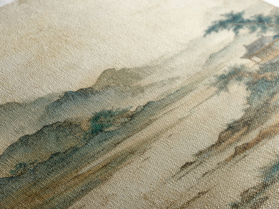 Chinese Mountain Scroll Landscape Framed Canvas Print, Asian Inspired Art, Gallery Decor, Living Room Decor, Fine Art, Harmony, ASI-1x1-32