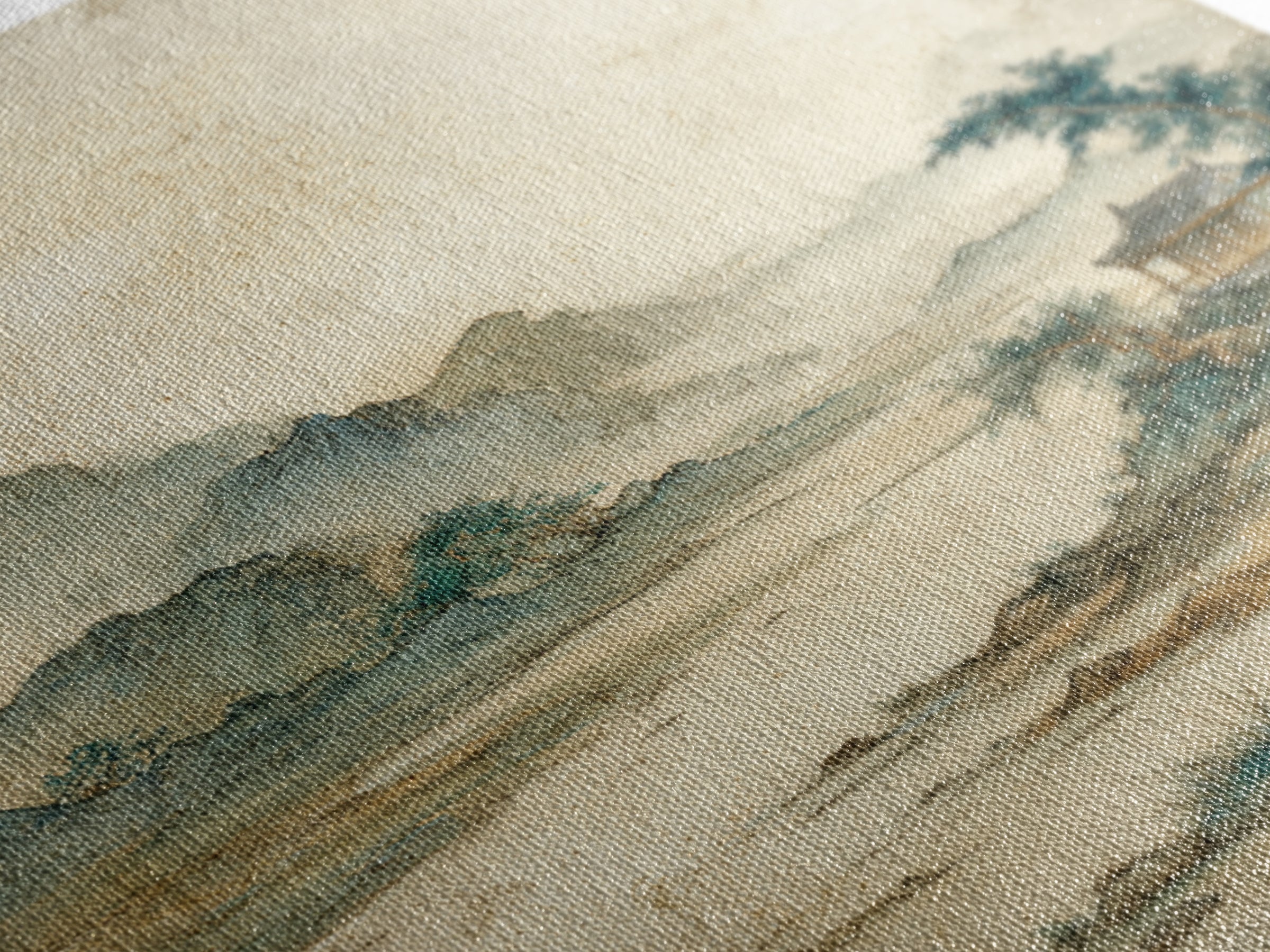 Chinese Mountain Scroll Landscape Framed Canvas Print, Asian Inspired Art, Gallery Decor, Living Room Decor, Fine Art, Harmony, ASI-1x1-32