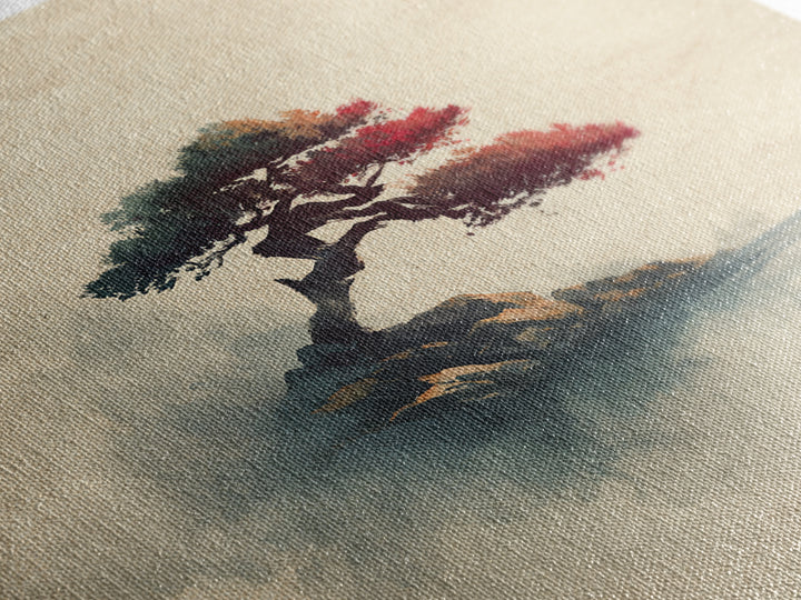 Bonsai Tree Study Framed Canvas Print, Asian Inspired Art, Zen Wall Art, Living Room Decor, Watercolor Art, Harmony, Art Print, ASI-1x1-34