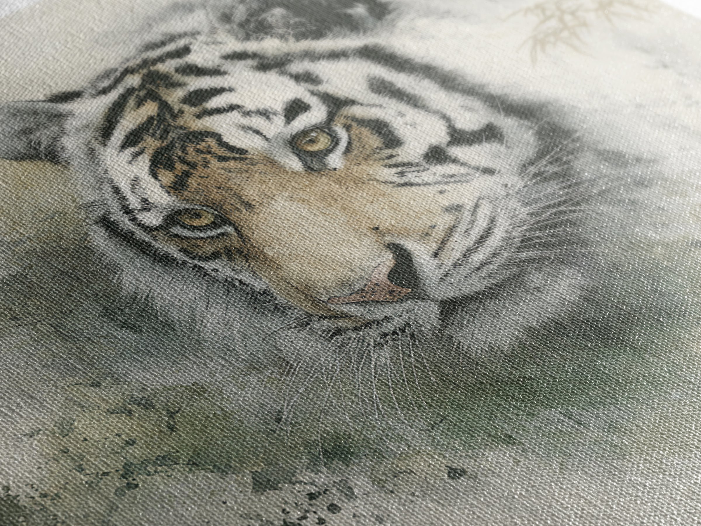 Tiger Portrait with Expressive Brush Ink Energy Canvas Print, Asian Inspired Art, Art Print, Living Room Decor, Harmony, ASI-1x1-40