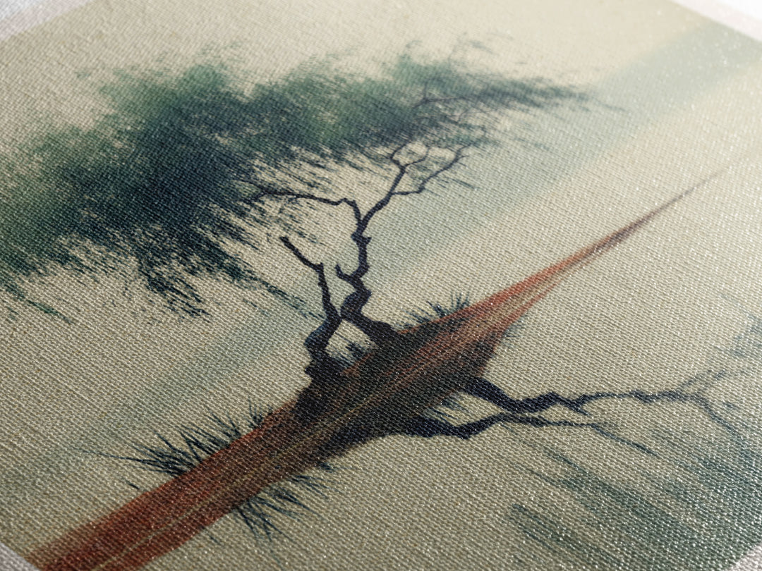 Willow Tree over a Reflective Pond Canvas Print, Asian Inspired Art, Spiritual Wall Art, Living Room Decor, Fine Art, Harmony, ASI-1x1-90