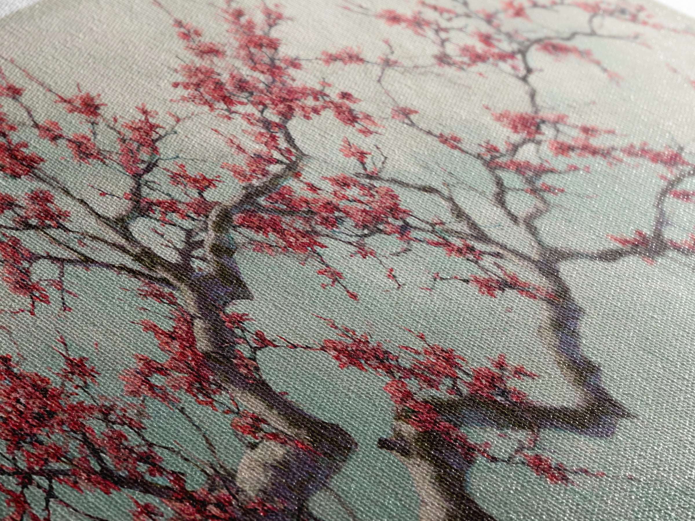 Cherry Blossom Branch Canvas Print, Asian Inspired Art, Japanese Art, Living Room Decor, Watercolor Art, Harmony, ASI-2x1-47