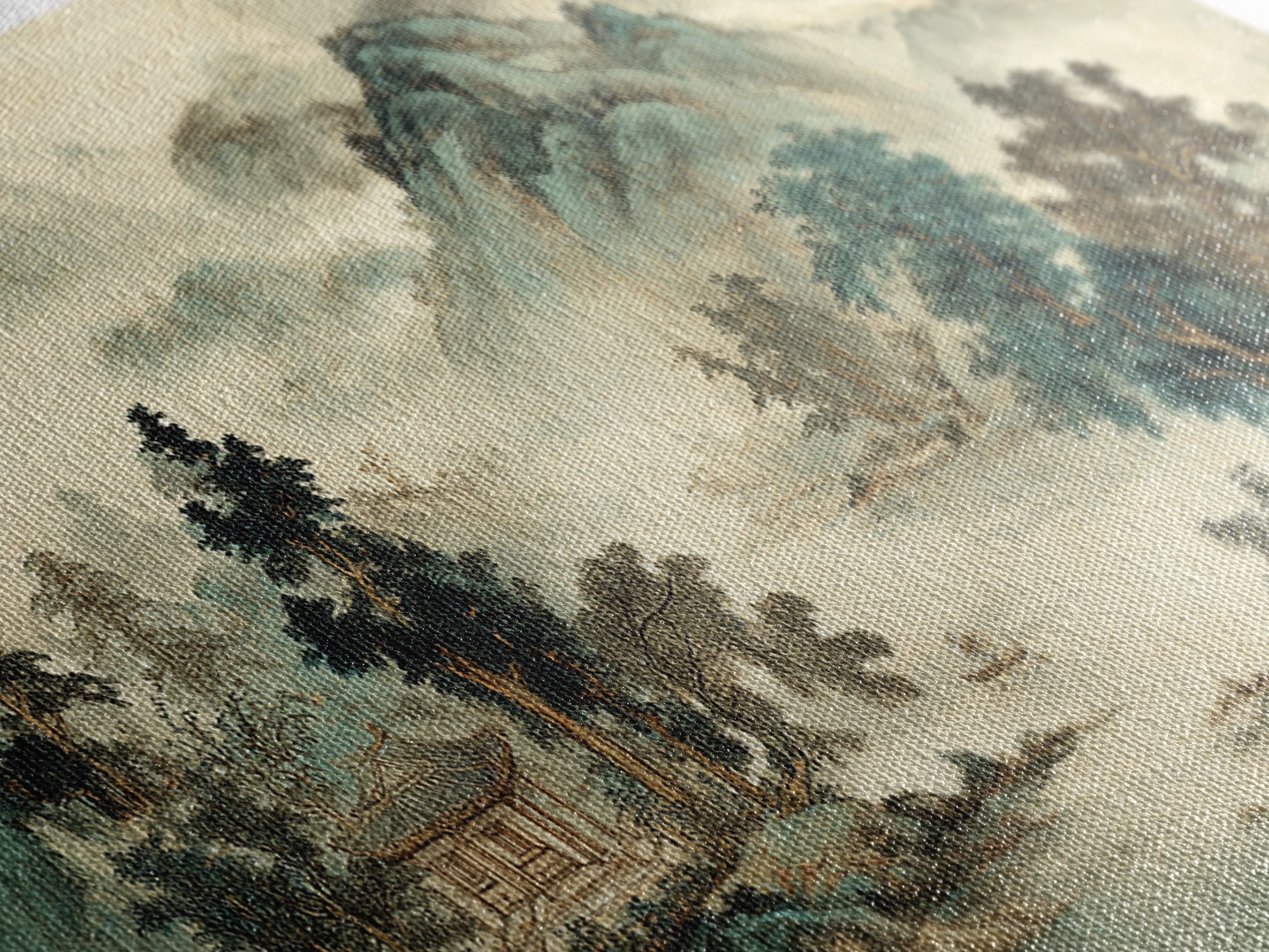 Chinese Mountain Scroll Landscape Canvas Print, Asian Inspired Art, Farmhouse Wall Art, Living Room Decor, Fine Art, Harmony, ASI-2x1-76